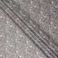 Charcoal Grey Floral Satin Fabric 110cm