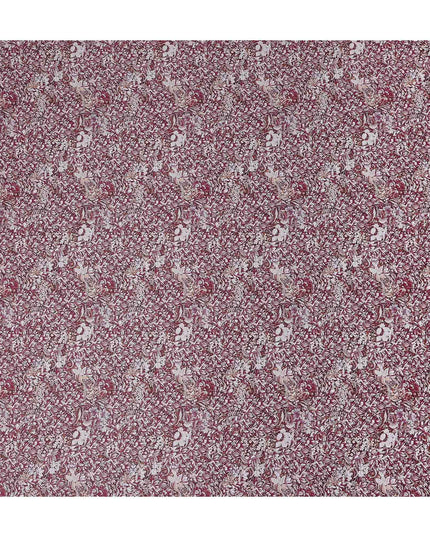 Wine Maroon Floral Satin Fabric 110cm