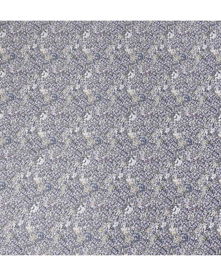 Indigo Blue Floral Satin Fabric 110cm