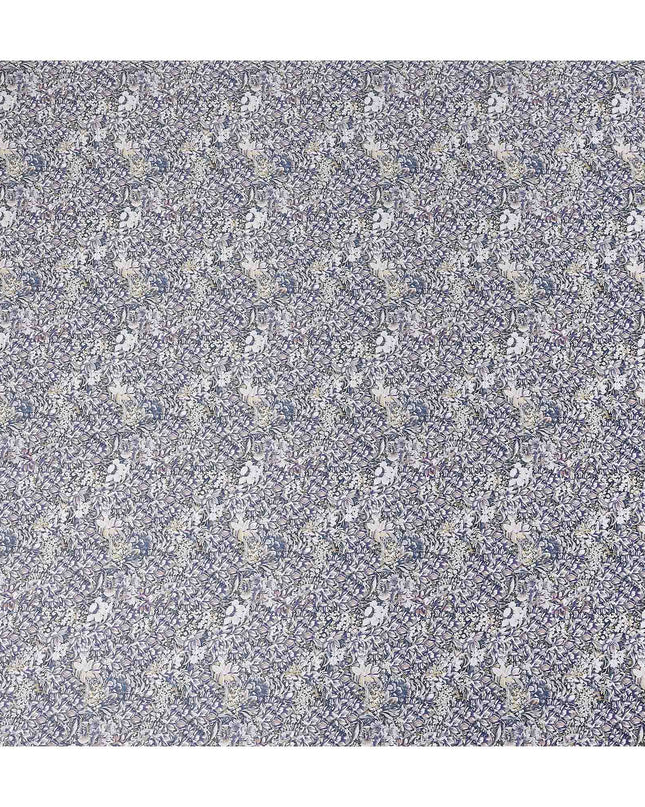 Indigo Blue Floral Satin Fabric 110cm