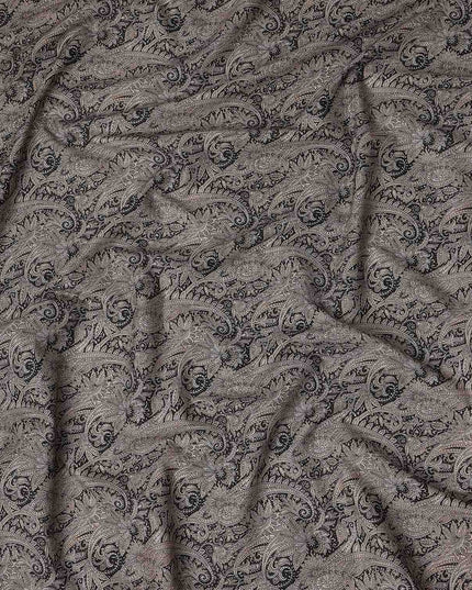 Espresso Brown Paisley Satin Fabric 110cm