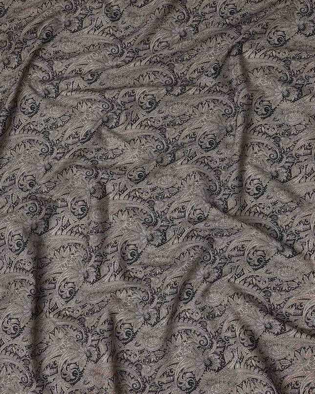 Espresso Brown Paisley Satin Fabric 110cm