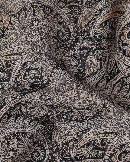 Espresso Brown Paisley Satin Fabric 110cm