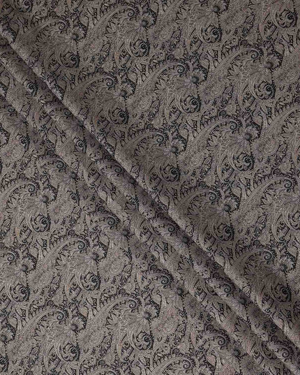 Espresso Brown Paisley Satin Fabric 110cm