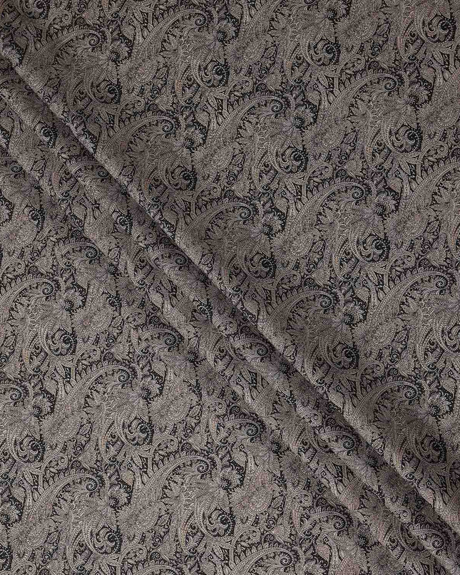 Espresso Brown Paisley Satin Fabric 110cm