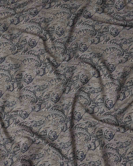 Navy Blue Paisley Satin Fabric 110cm