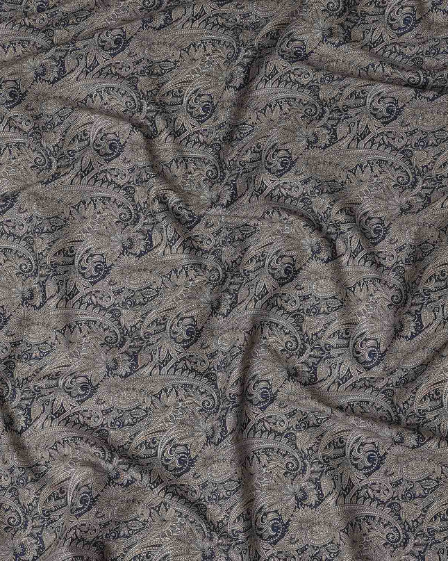 Navy Blue Paisley Satin Fabric 110cm
