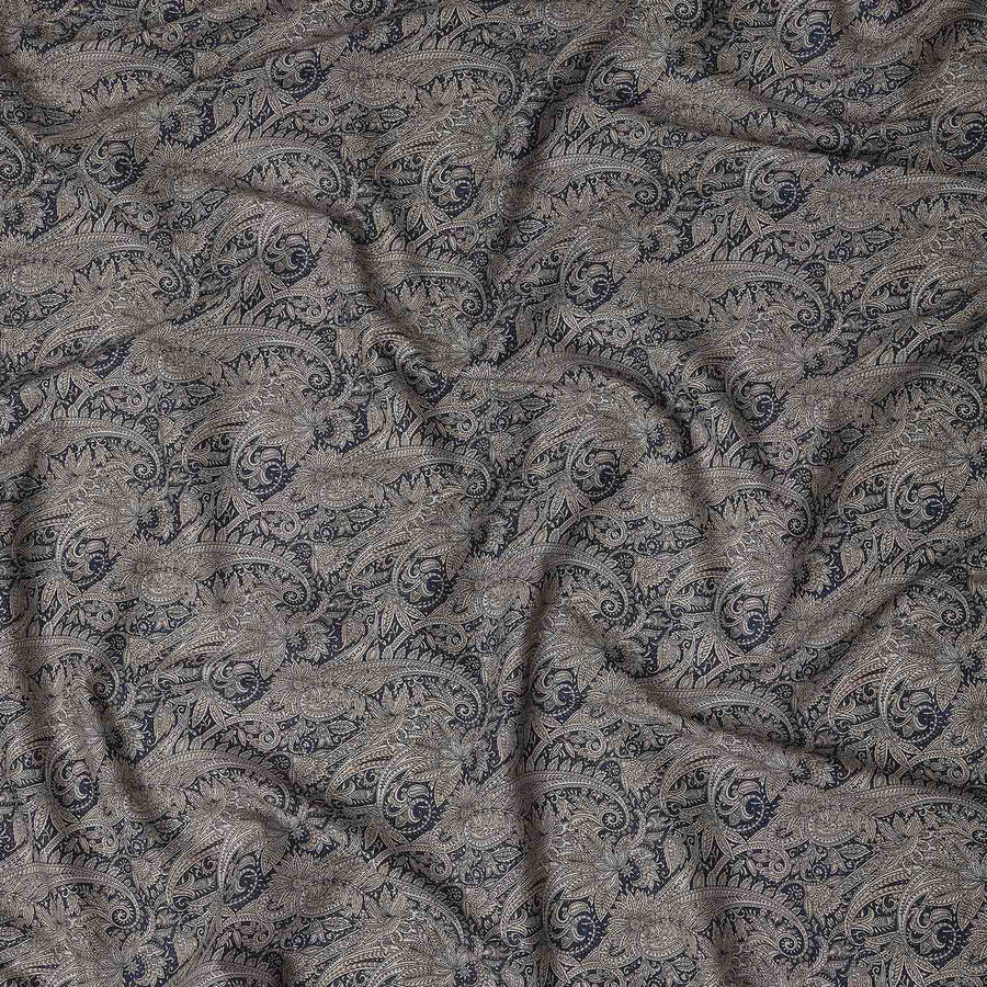 Navy Blue Paisley Satin Fabric 110cm