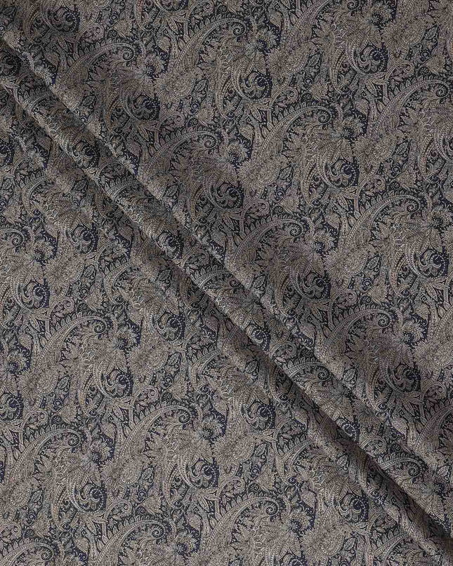 Navy Blue Paisley Satin Fabric 110cm