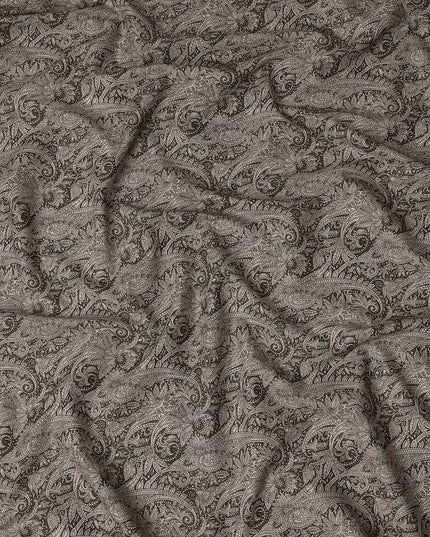 Ebony Black Paisley Satin Fabric 110cm