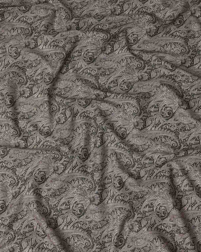 Ebony Black Paisley Satin Fabric 110cm