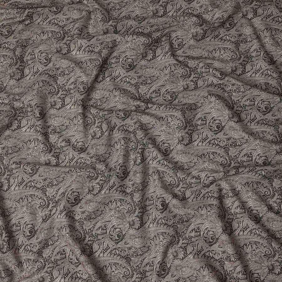 Ebony Black Paisley Satin Fabric 110cm