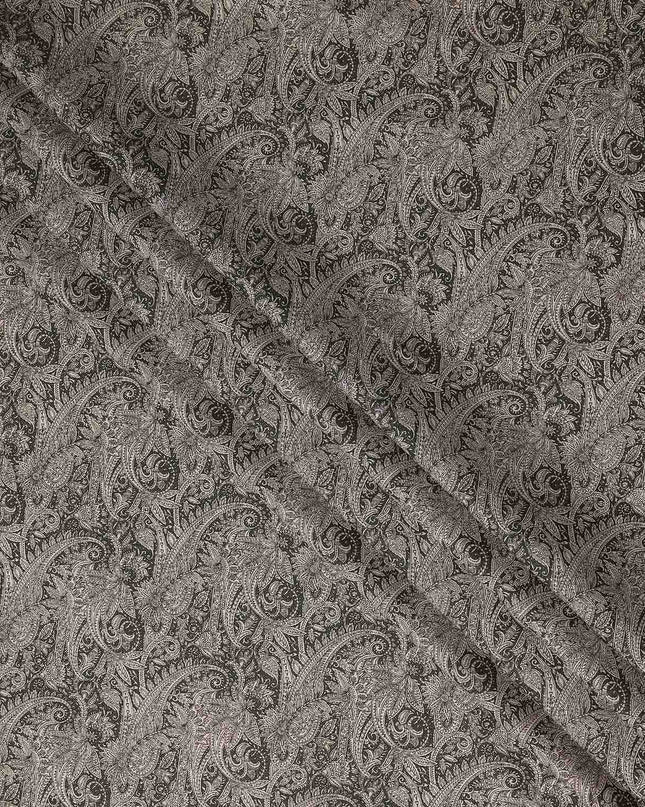 Ebony Black Paisley Satin Fabric 110cm
