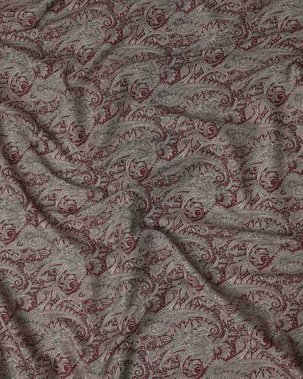 Burgundy Maroon Paisley Satin Fabric 110cm