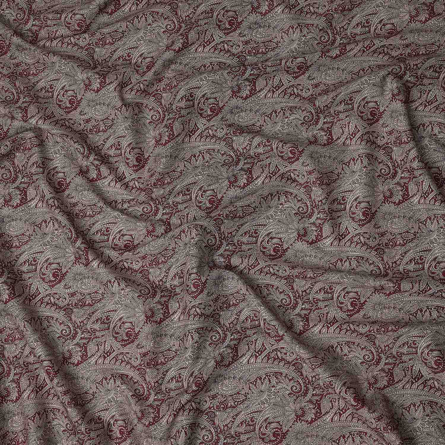 Burgundy Maroon Paisley Satin Fabric 110cm