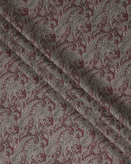 Burgundy Maroon Paisley Satin Fabric 110cm