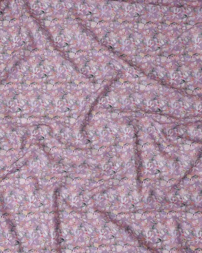 Lavender Purple Floral Lawn Fabric 110cm