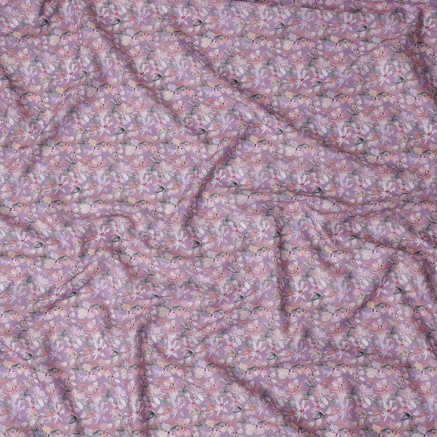 Lavender Purple Floral Lawn Fabric 110cm