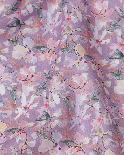 Lavender Purple Floral Lawn Fabric 110cm