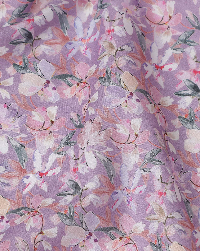 Lavender Purple Floral Lawn Fabric 110cm