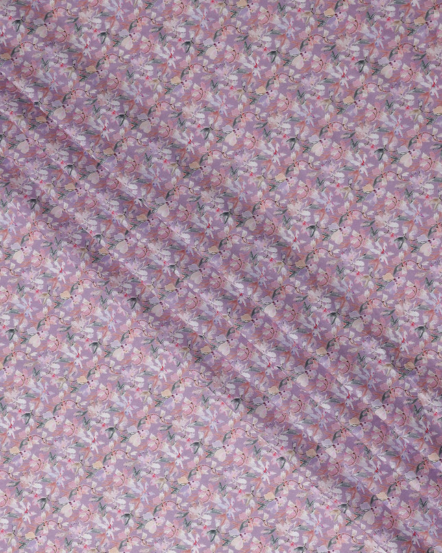 Lavender Purple Floral Lawn Fabric 110cm