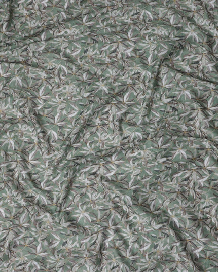 Sage Green Leaf Lawn Fabric 110cm