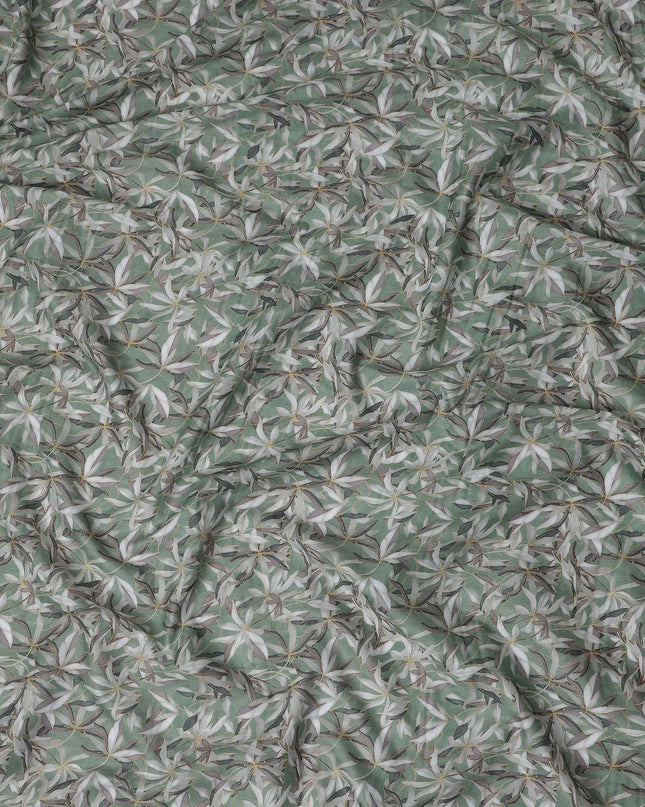 Sage Green Leaf Lawn Fabric 110cm