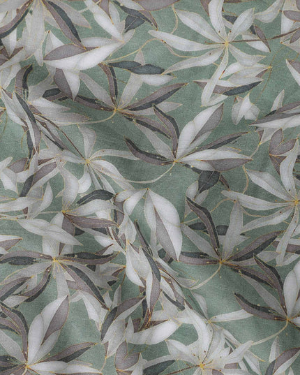 Sage Green Leaf Lawn Fabric 110cm