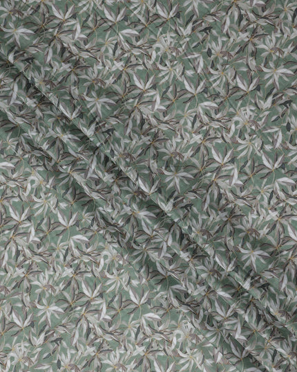 Sage Green Leaf Lawn Fabric 110cm