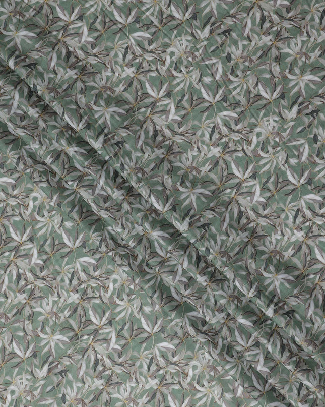 Sage Green Leaf Lawn Fabric 110cm