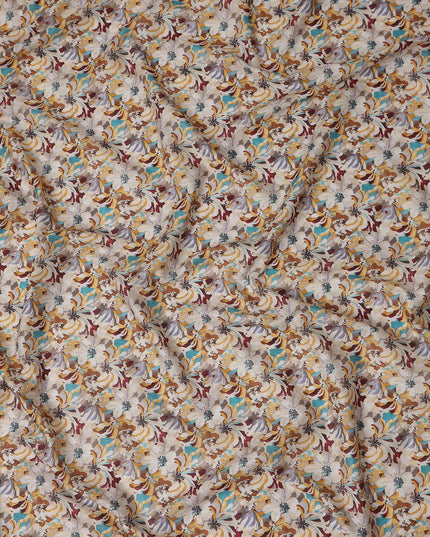 Warm Beige Abstract Lawn Fabric 110cm