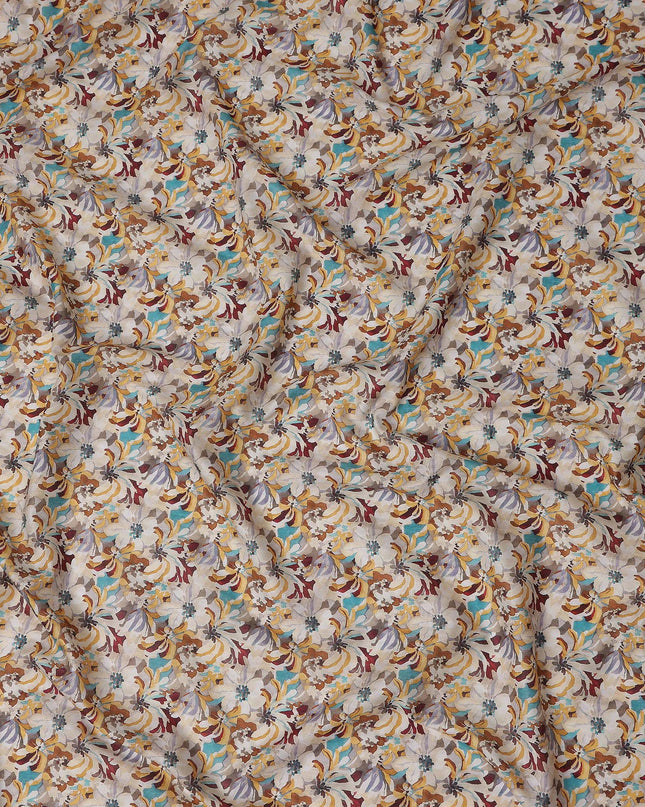 Warm Beige Abstract Lawn Fabric 110cm