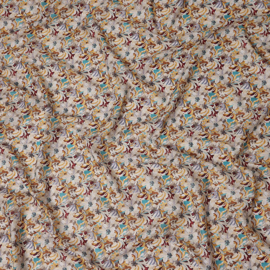 Warm Beige Abstract Lawn Fabric 110cm