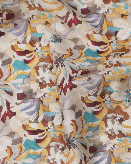 Warm Beige Abstract Lawn Fabric 110cm