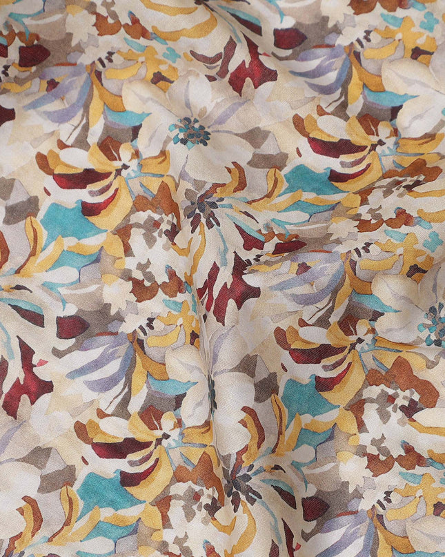 Warm Beige Abstract Lawn Fabric 110cm