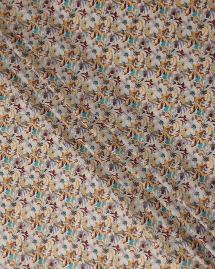 Warm Beige Abstract Lawn Fabric 110cm