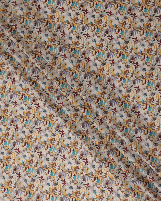Warm Beige Abstract Lawn Fabric 110cm