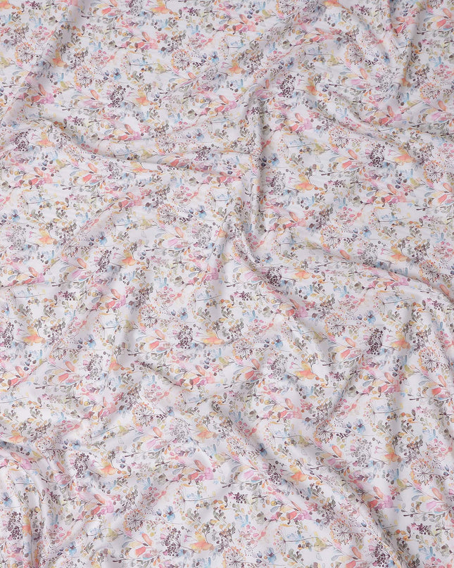 Ivory White Floral Lawn Fabric 110cm