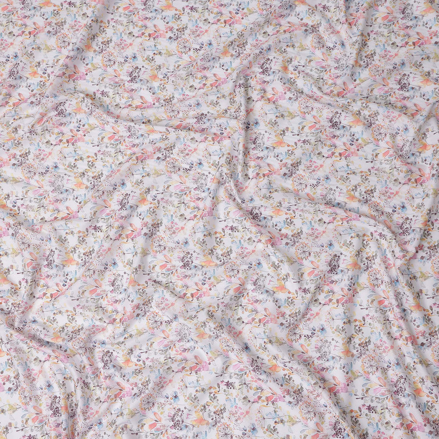 Ivory White Floral Lawn Fabric 110cm