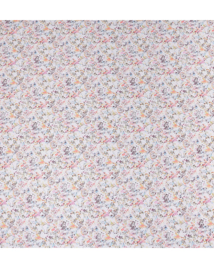 Ivory White Floral Lawn Fabric 110cm