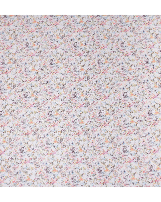 Ivory White Floral Lawn Fabric 110cm