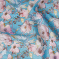 Sky Blue Floral Lawn Fabric 110cm