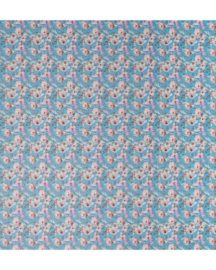 Sky Blue Floral Lawn Fabric 110cm
