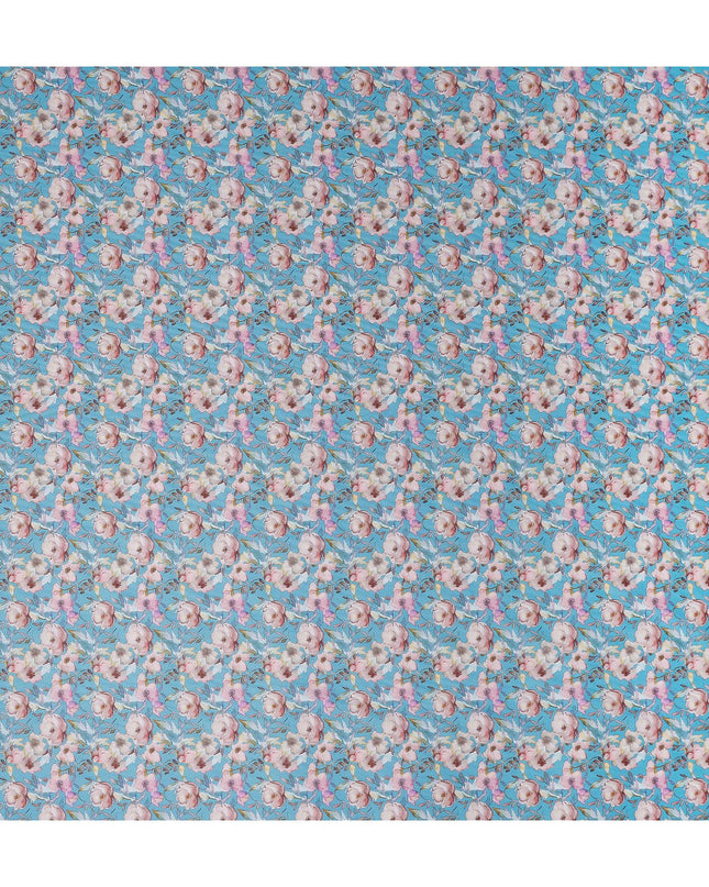 Sky Blue Floral Lawn Fabric 110cm