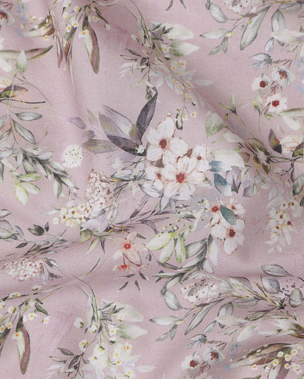 Dusty Pink Floral Lawn Fabric 110cm