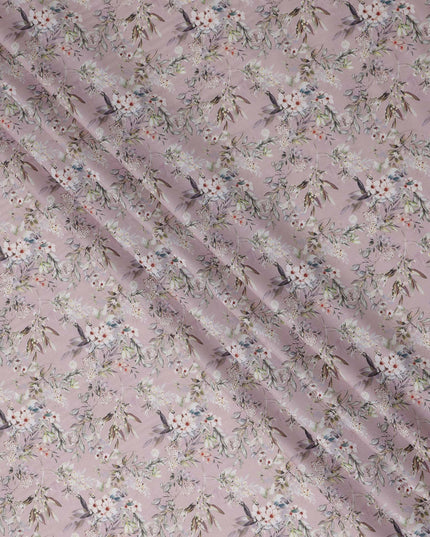 Dusty Pink Floral Lawn Fabric 110cm