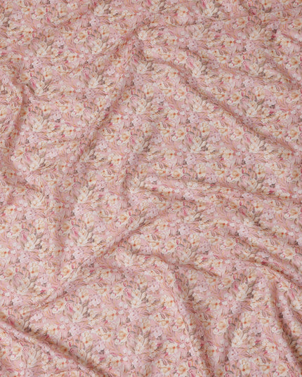 Dusty Pink Floral Lawn Fabric 110cm