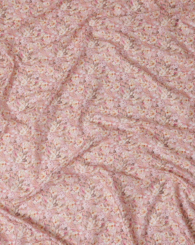 Dusty Pink Floral Lawn Fabric 110cm