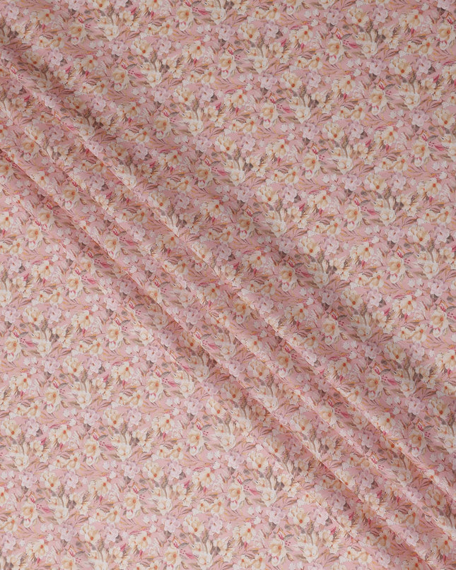 Dusty Pink Floral Lawn Fabric 110cm