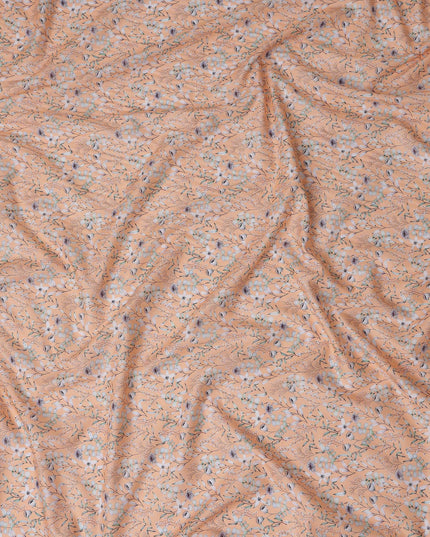 Peach Apricot Floral Lawn Fabric 110cm
